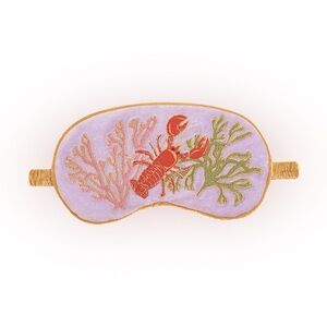 Powder UK Lobster Buddies eye mask w/velvet bag/lavender velvet embroidered-NWT